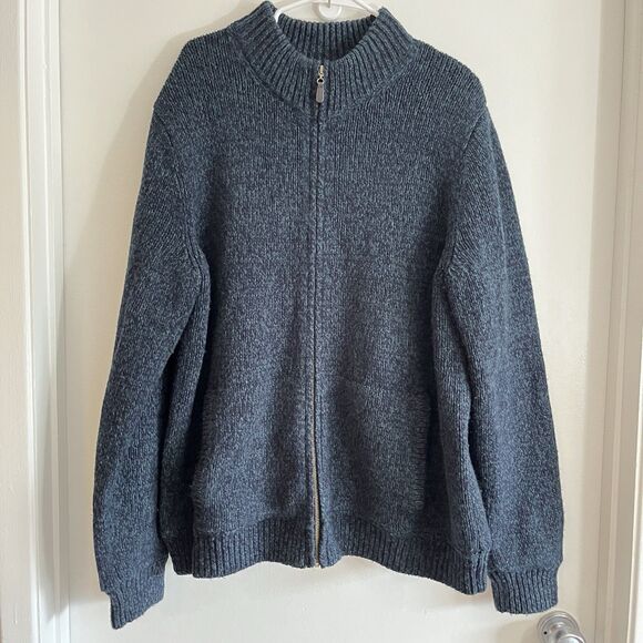 LL Bean Lambs Wool Sweater Jacket Mens XL Full Zip Flannel Lined Preppy Warm - Picture 1 of 6